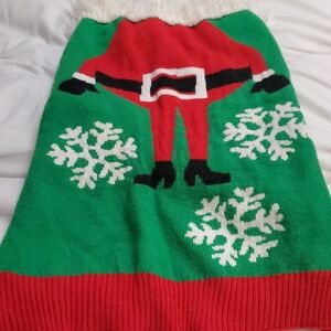 Festive Santa Dog Sweater - Red and Green
